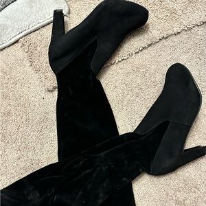 Black Two Tone Suede Boots